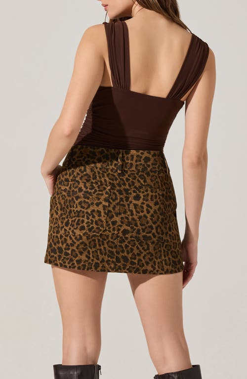 Astr The Label Sarine Asymmetric Ruched Mesh Bodysuit In Brown
