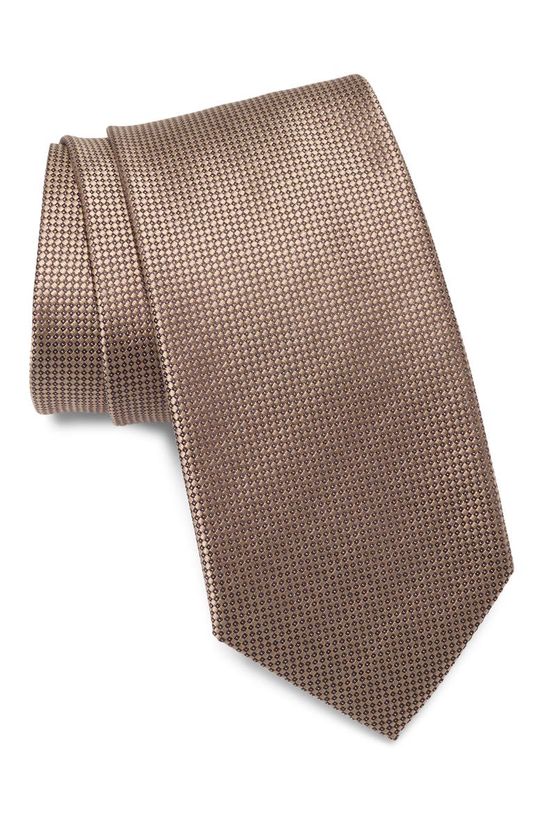 Avalon Micro Print Tie, Main, color, TAUPE