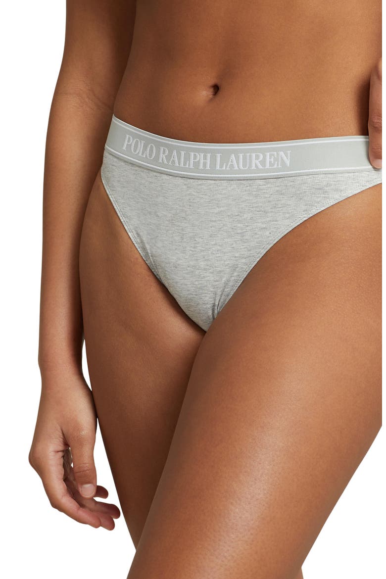 Cotton Blend Bikini, Main, color, HEATHER GREY