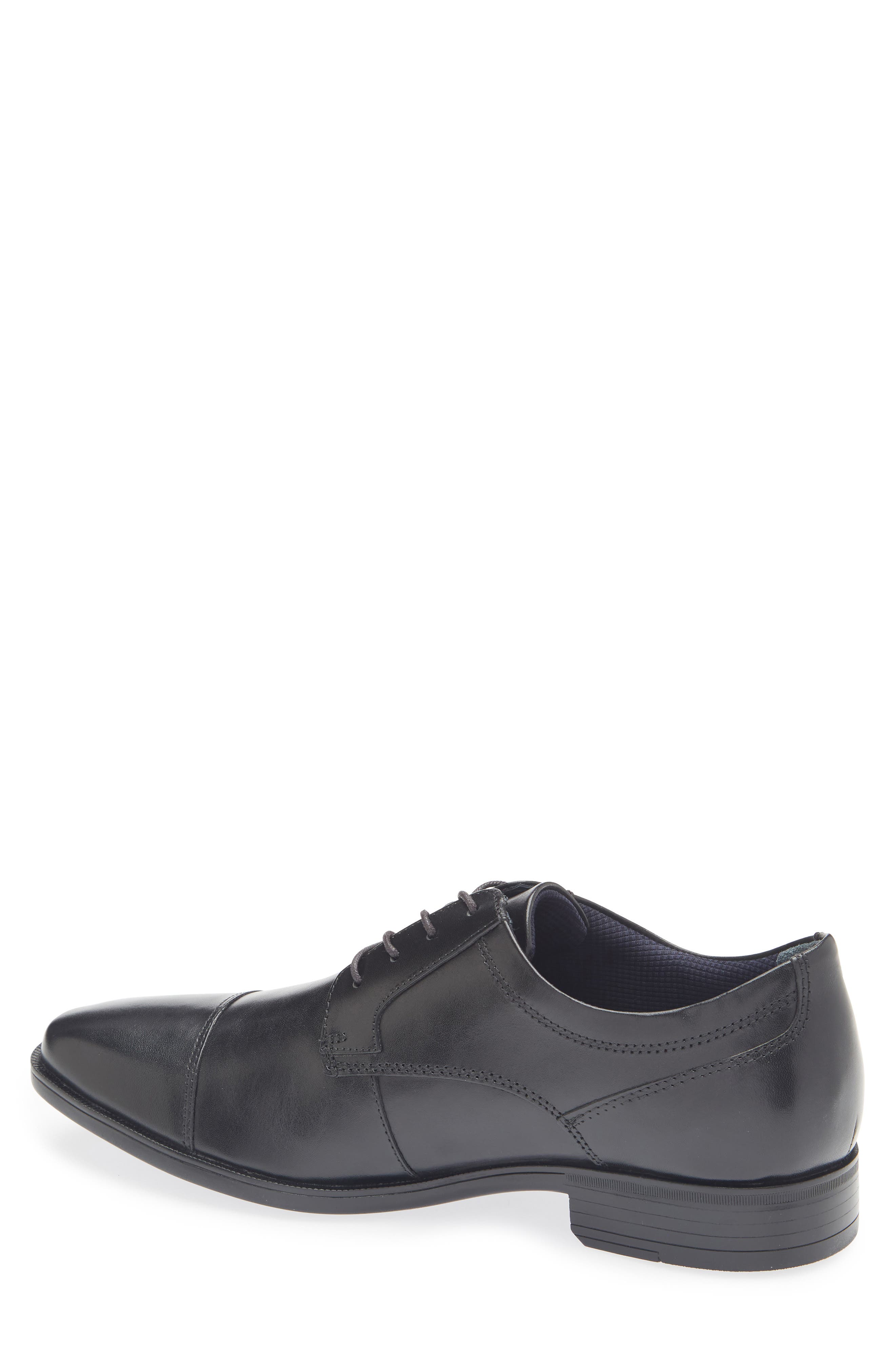 Johnston & Murphy Landon Cap Toe, Alternate, color, Black Full Grain