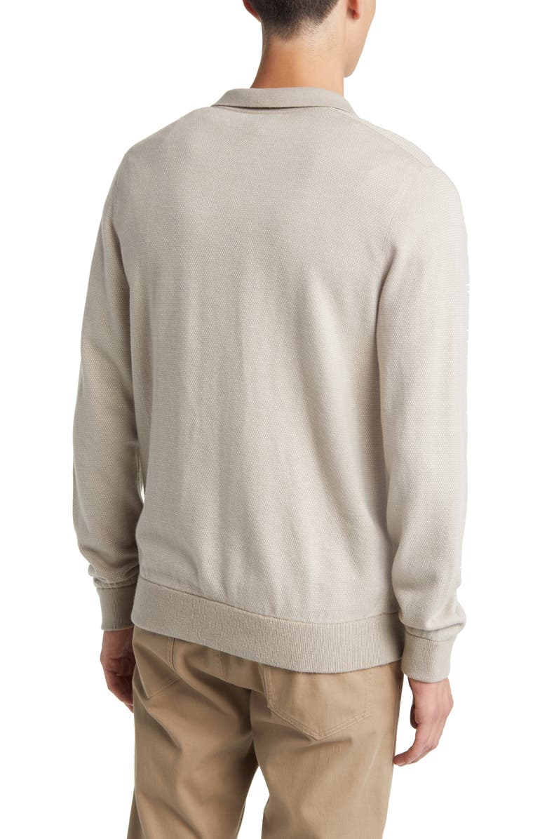Vince Bird's Eye Wool Blend Johnny Collar Top, Alternate, color, Pumice Rock/ Pearl