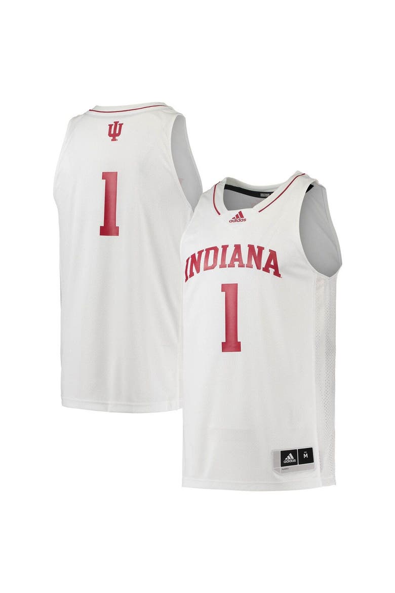 Men's adidas #1 Cream Indiana Hoosiers Swingman Team Basketball Jersey, Main, color, White