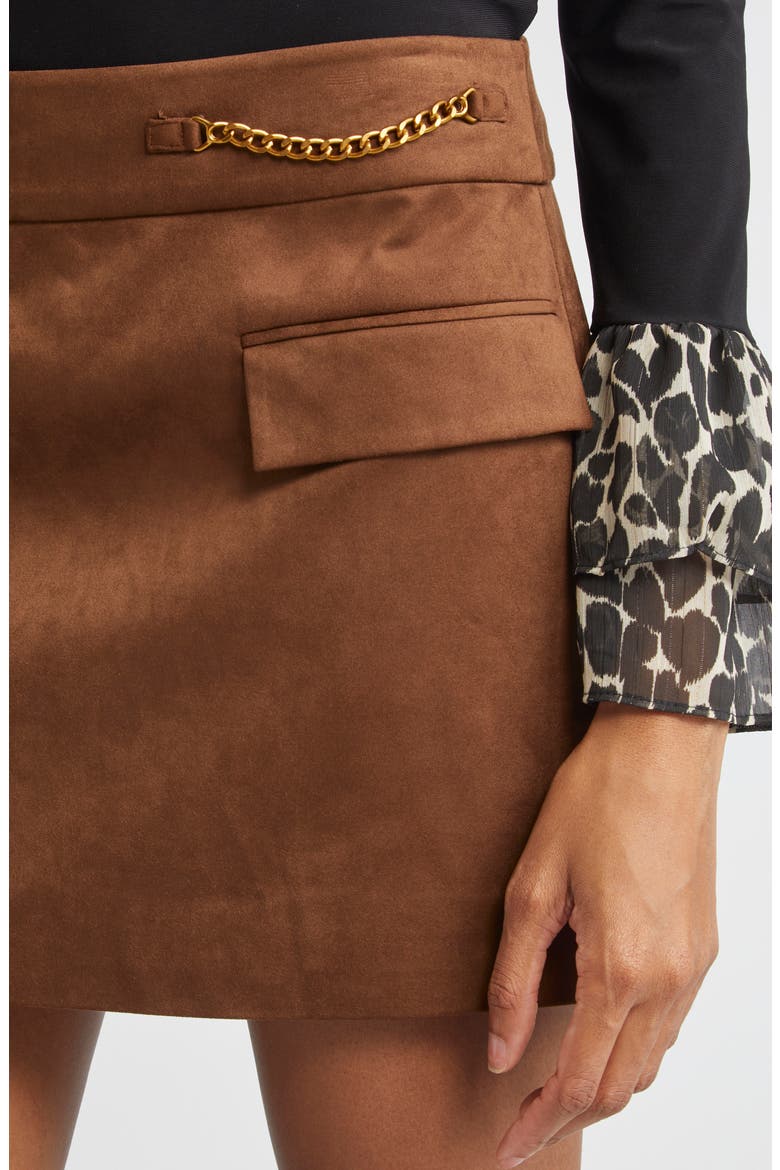 Martha Chain Detail Miniskirt, Alternate, color, COFFEE