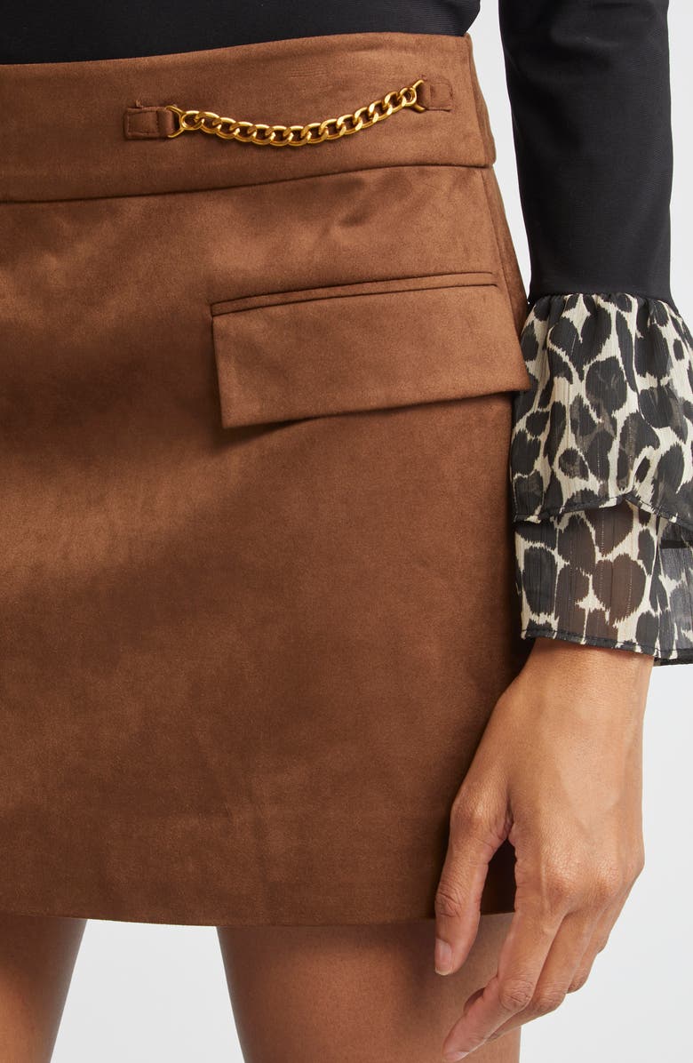 Ramy Brook Martha Chain Detail Miniskirt, Alternate, color, Coffee