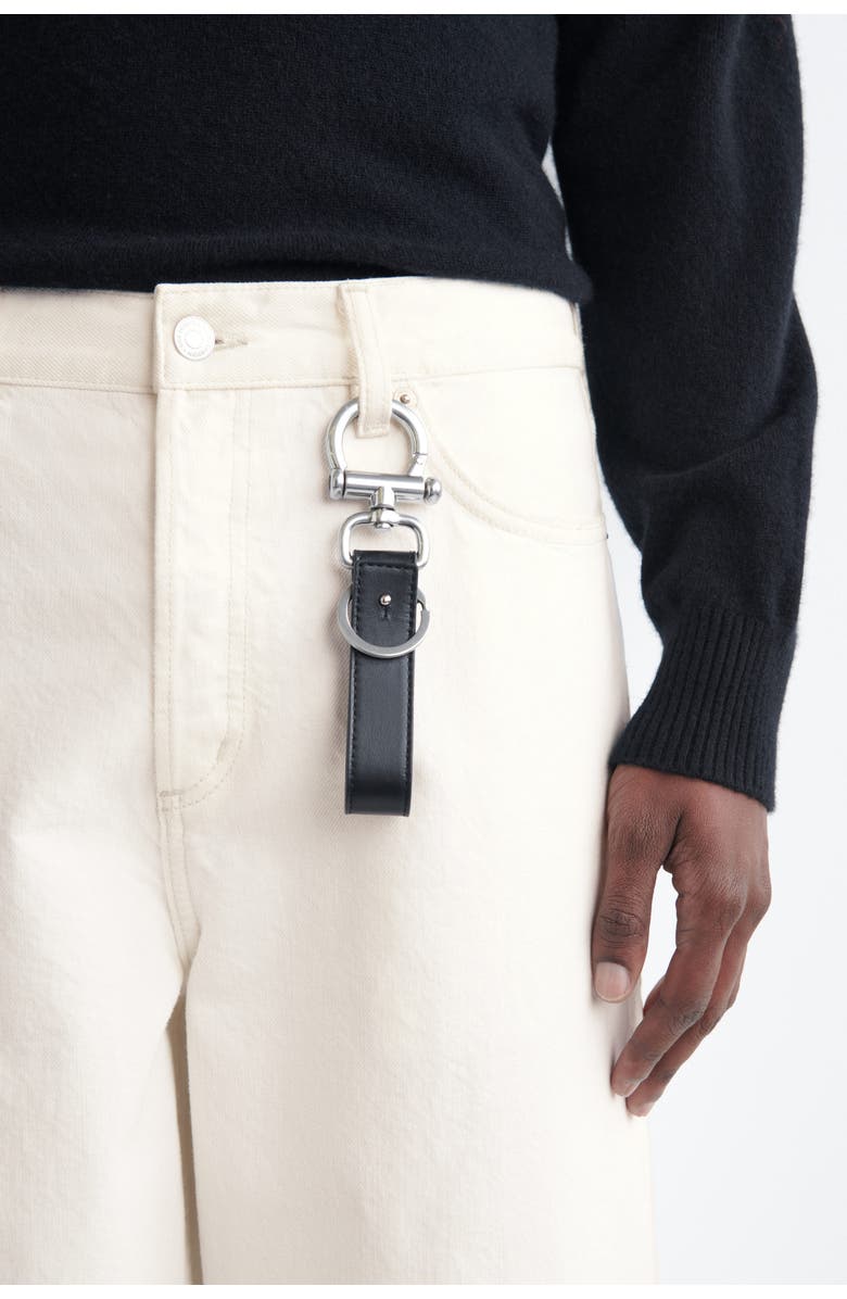 COS Leather Keyring, Alternate, color, Black