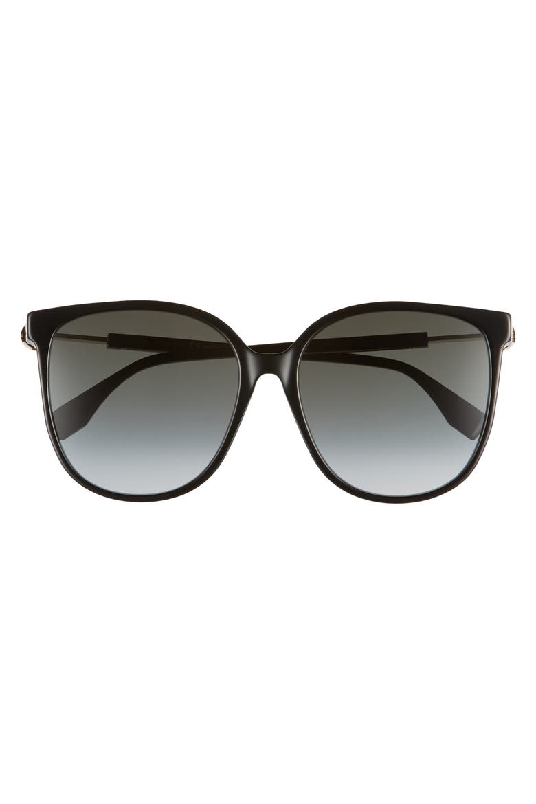 58mm Cat Eye Sunglasses, Alternate, color, BLACK/ DKGRAY GRADIENT