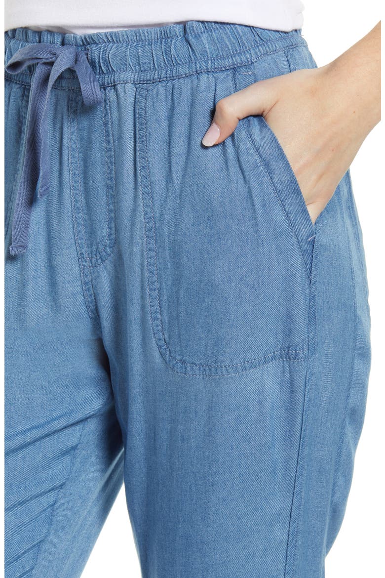 Drawcord Twill Pants, Alternate, color, LIGHT INDIGO