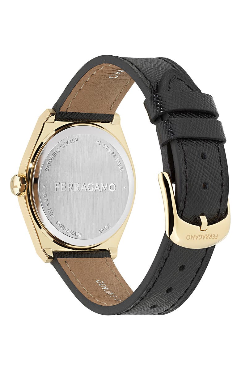 FERRAGAMO Vega Upper East Leather Strap Watch, 35mm, Alternate, color, 
