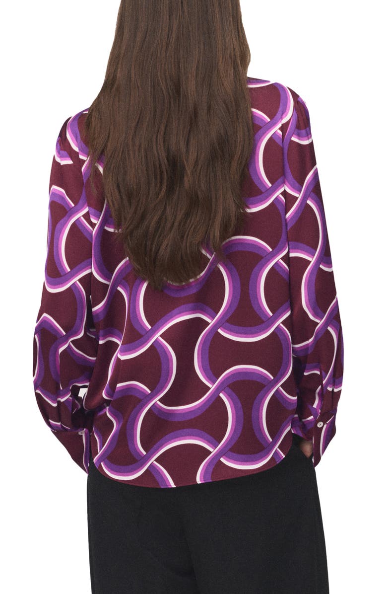 MANGO Abstract Print Button-Up Shirt, Alternate, color, Purple