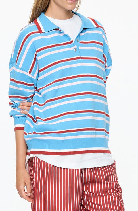 Alto Oversize Stripe Long Sleeve Polo