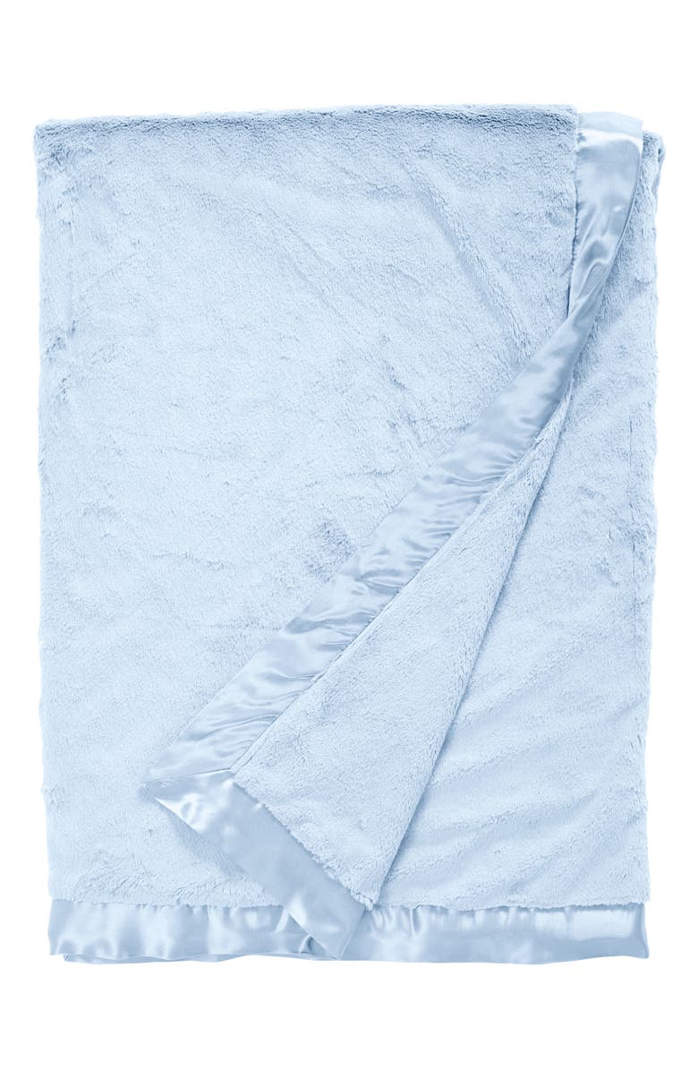 Little Giraffe Giraffe At Home Luxe<sup>™</sup> Faux Fur Solid Throw, Main, color, Blue