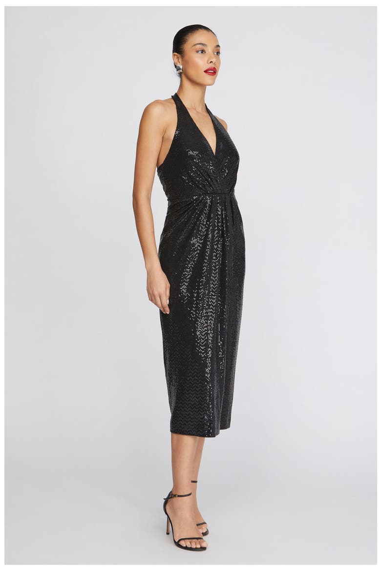 Leonie Disco Jersey Midi, Alternate, color, Black