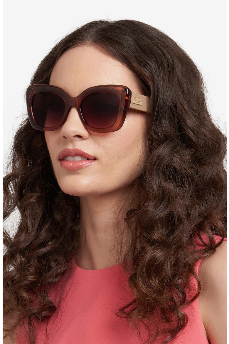 kalie 52mm gradient square sunglasses, Alternate, color, BEIGE CRYSTAL/ BROWN SF