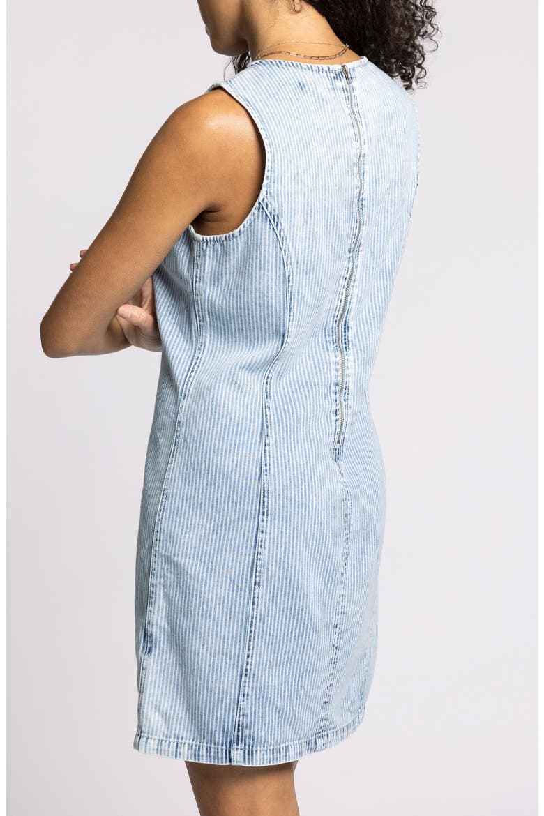 Dahlia Sleeveless Denim Shift Dress, Alternate, color, WASHED INDIGO STRIPE