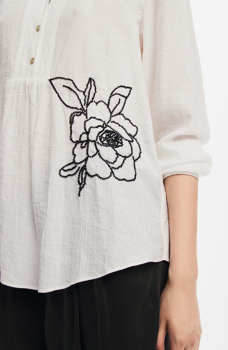 Desigual Nagasaki Floral Embellished Popover Top, Alternate, color, 