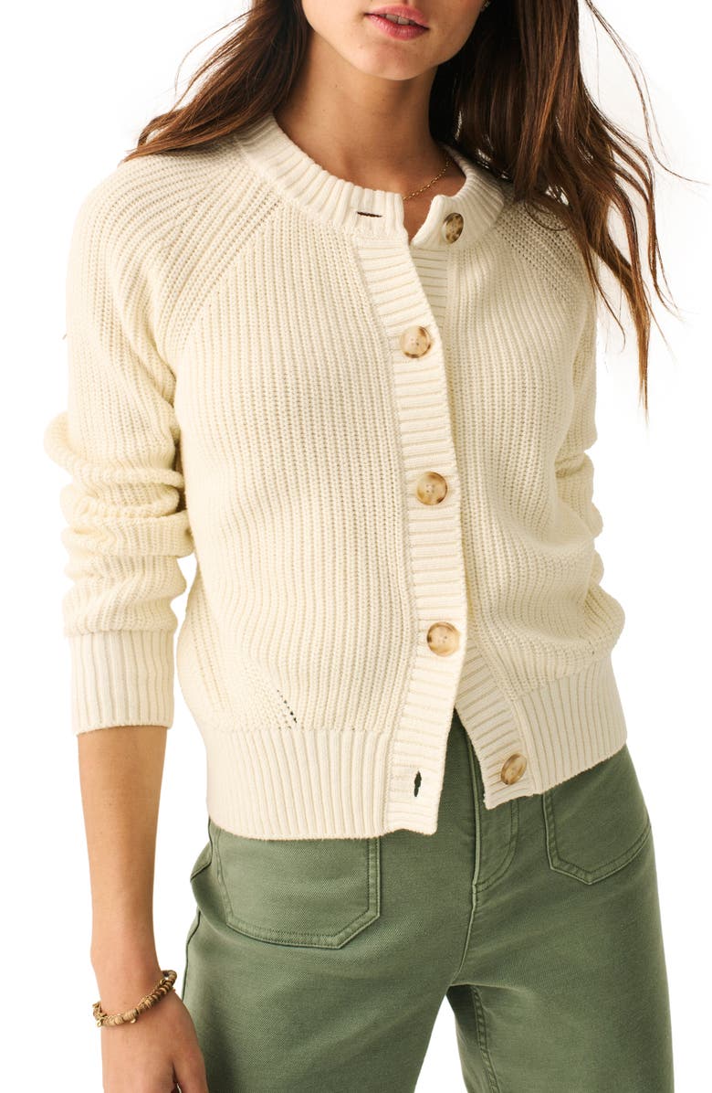 Faherty Sunwashed Organic Cotton Fisherman Cardigan, Main, color, 