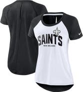 Nike Women's Nike White/Heather Scarlet New Orleans Saints Back Slit Lightweight Fashion T-Shirt