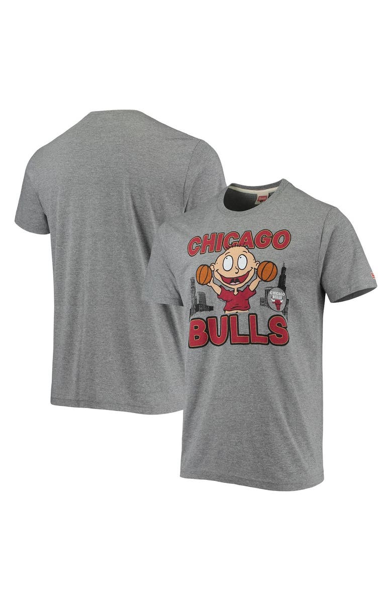 Homage Men's Homage Heathered Gray Chicago Bulls NBA x Rugrats Tri-Blend T-Shirt, Main, color, Heather Gray