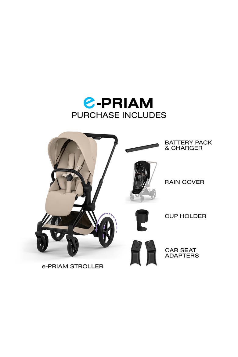 e-Priam Electronic Smart Stroller – Platinum Collection, Alternate, color, MATTE BLACK/ COZY BEIGE