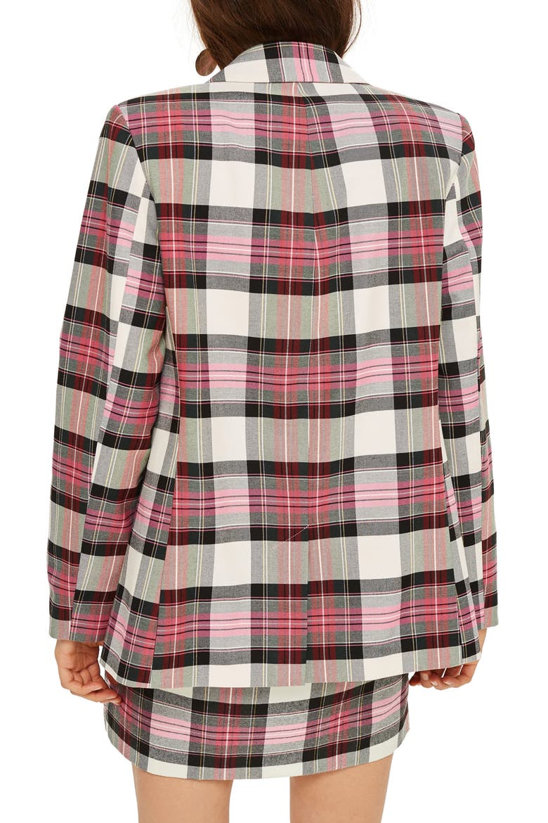 Tartan Double Breasted Jacket, Alternate, color, PINK MULTI