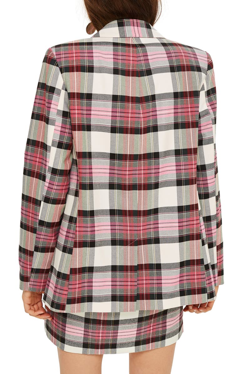 Topshop Tartan Double Breasted Jacket, Alternate, color,