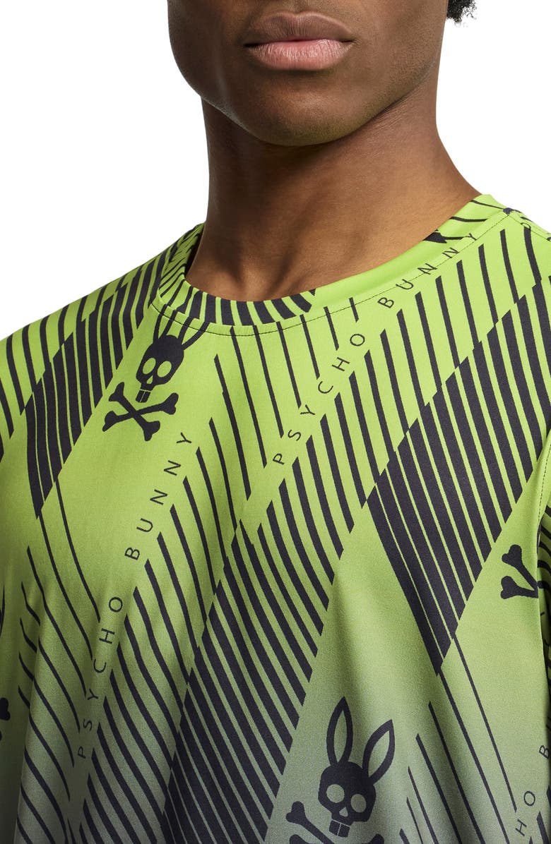 Psycho Bunny Fletcher Print Performance T-Shirt, Alternate, color, Safety Yellow