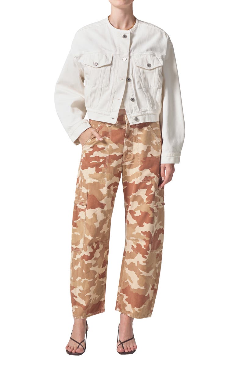 Citizens of Humanity Marcelle Camo Print Low Rise Barrel Cargo Jeans, Alternate, color, Sand Camo