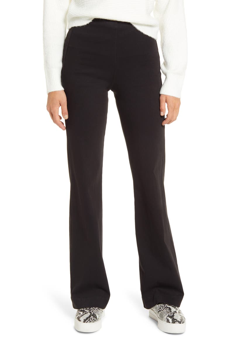 'Lyssentials Wide Leg Denim Trousers, Main, color, BLACK