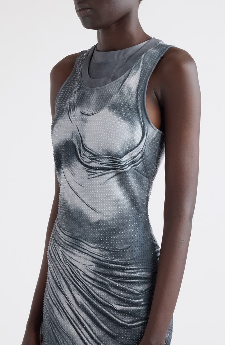 Balmain Crystal Embellished Trompe l'Oeil Layered Tank Minidress, Alternate, color, 