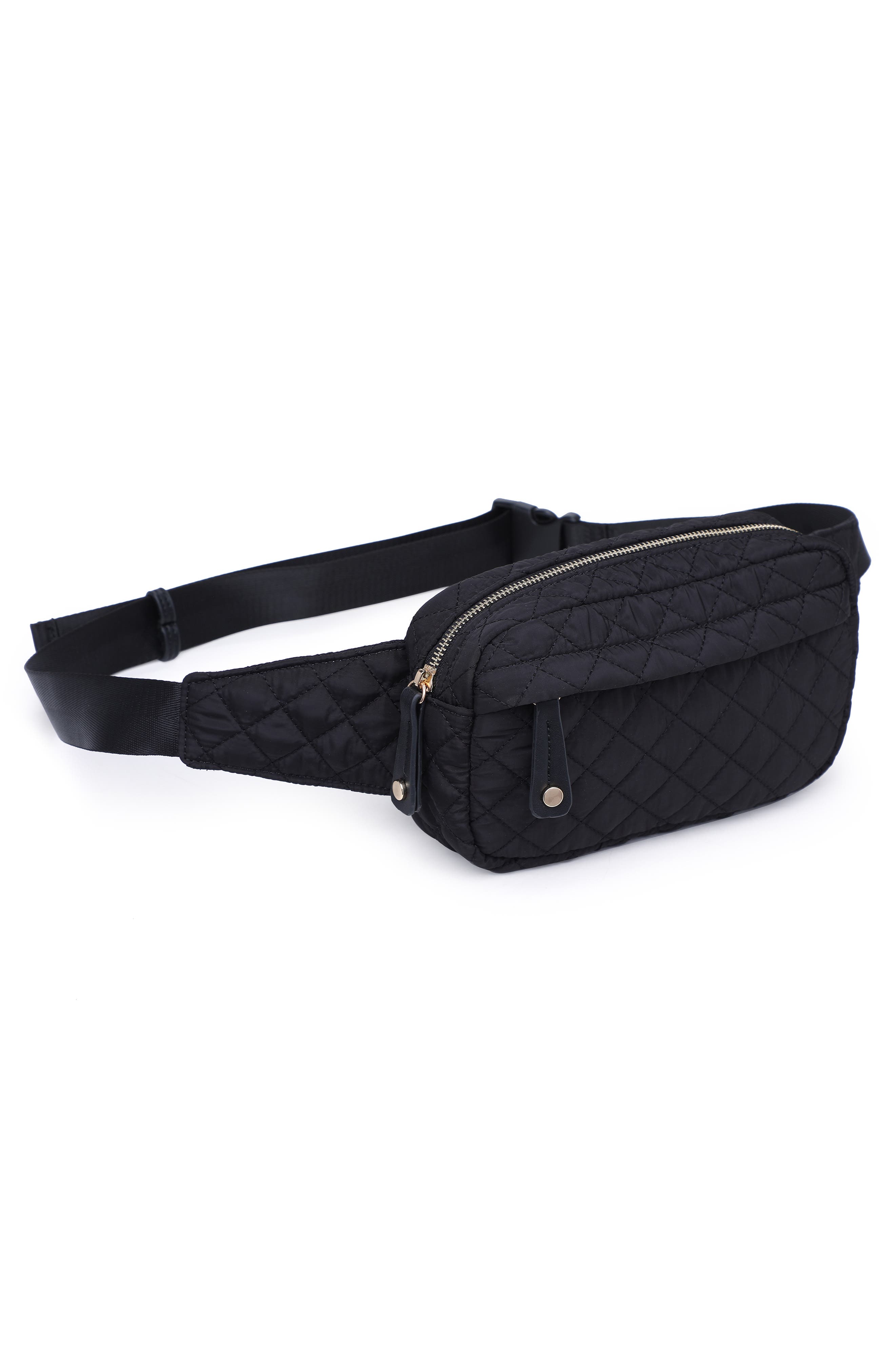 Quilted Nylon Belt Bag, Alternate, color, BLACK