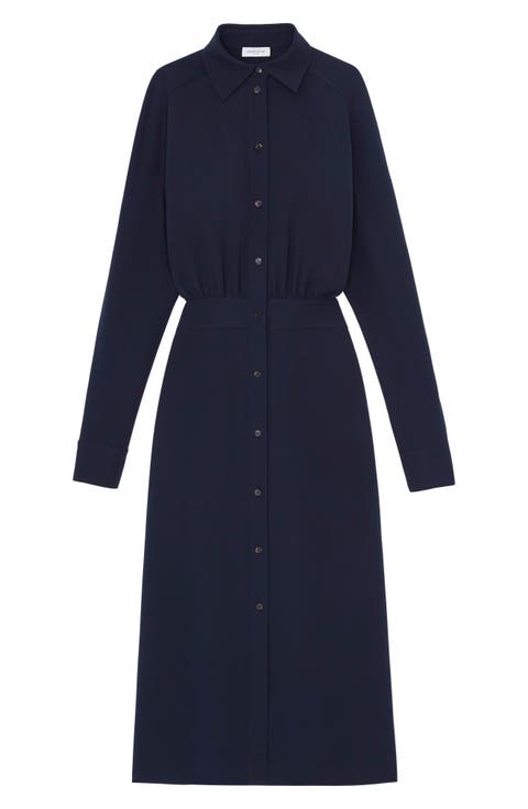 Long Sleeve Crepe Shirtdress