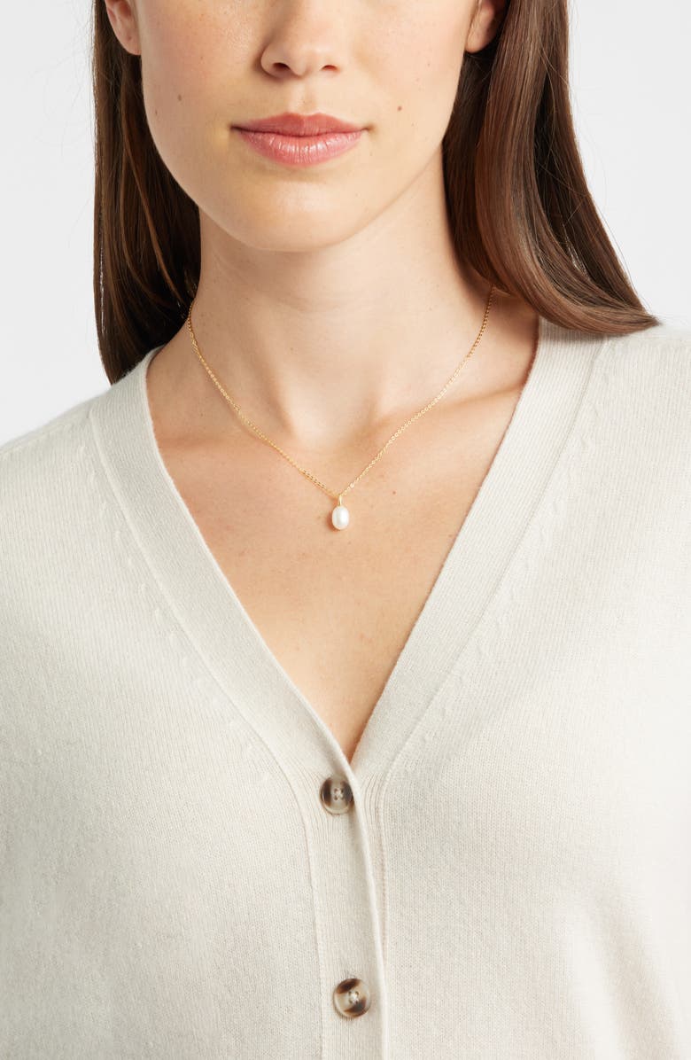 Nordstrom Demi Fine Dainty Freshwater Pearl Pendant Necklace, Alternate, color, 14K Gold Plated