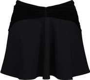 HOUSE OF CB Asa Flounce Ruched Velvet Miniskirt