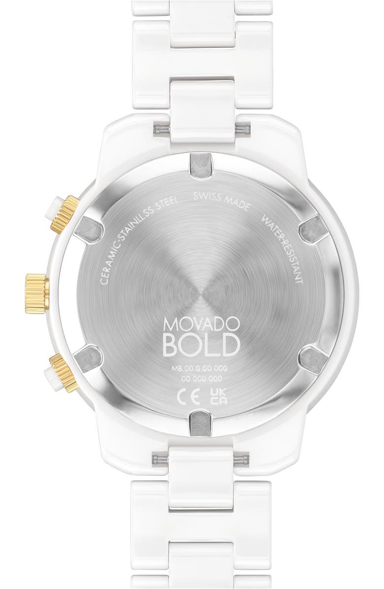 Movado Bold Verso Chronograph Ceramic Bracelet Watch, 40mm, Alternate, color, 
