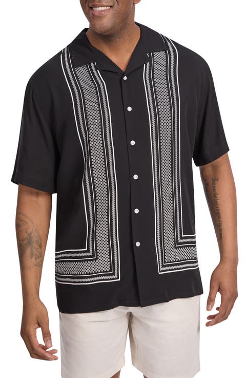 Jamaica Relaxed Fit Geo Print Camp Shirt (Big & Tall)