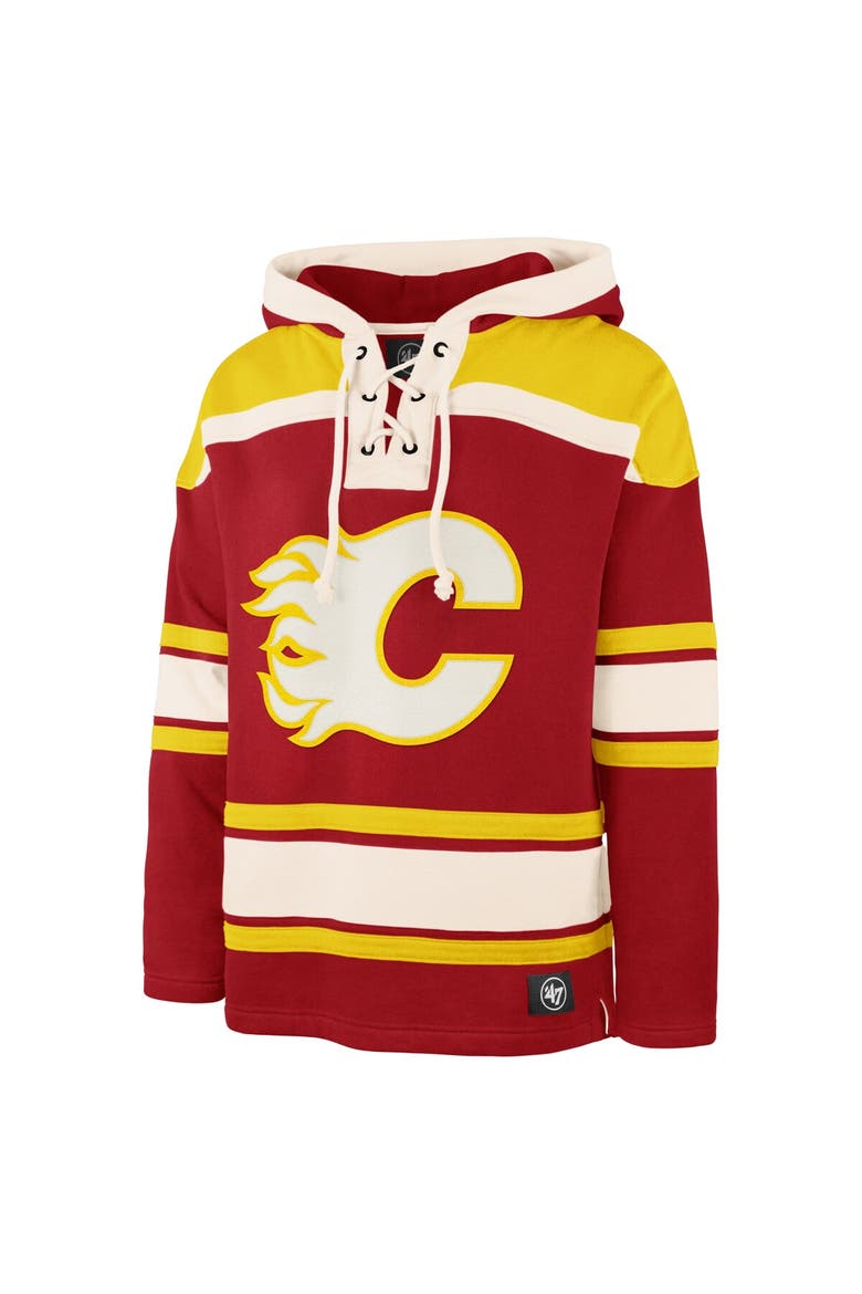 Men's '47  Red Calgary Flames Superior Lacer Hoodie, Alternate, color, Red