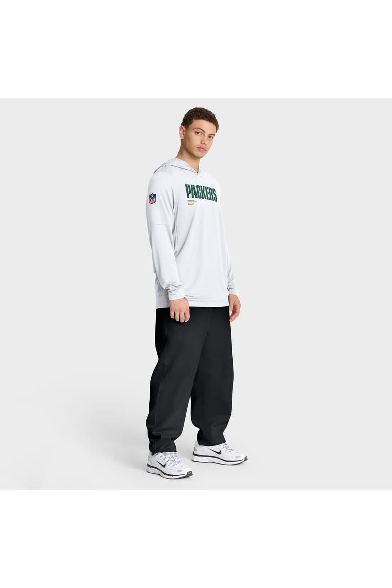 Men's Nike White Green Bay Packers Sideline Pure Fury Performance Long Sleeve Hoodie T-Shirt, Alternate, color, White