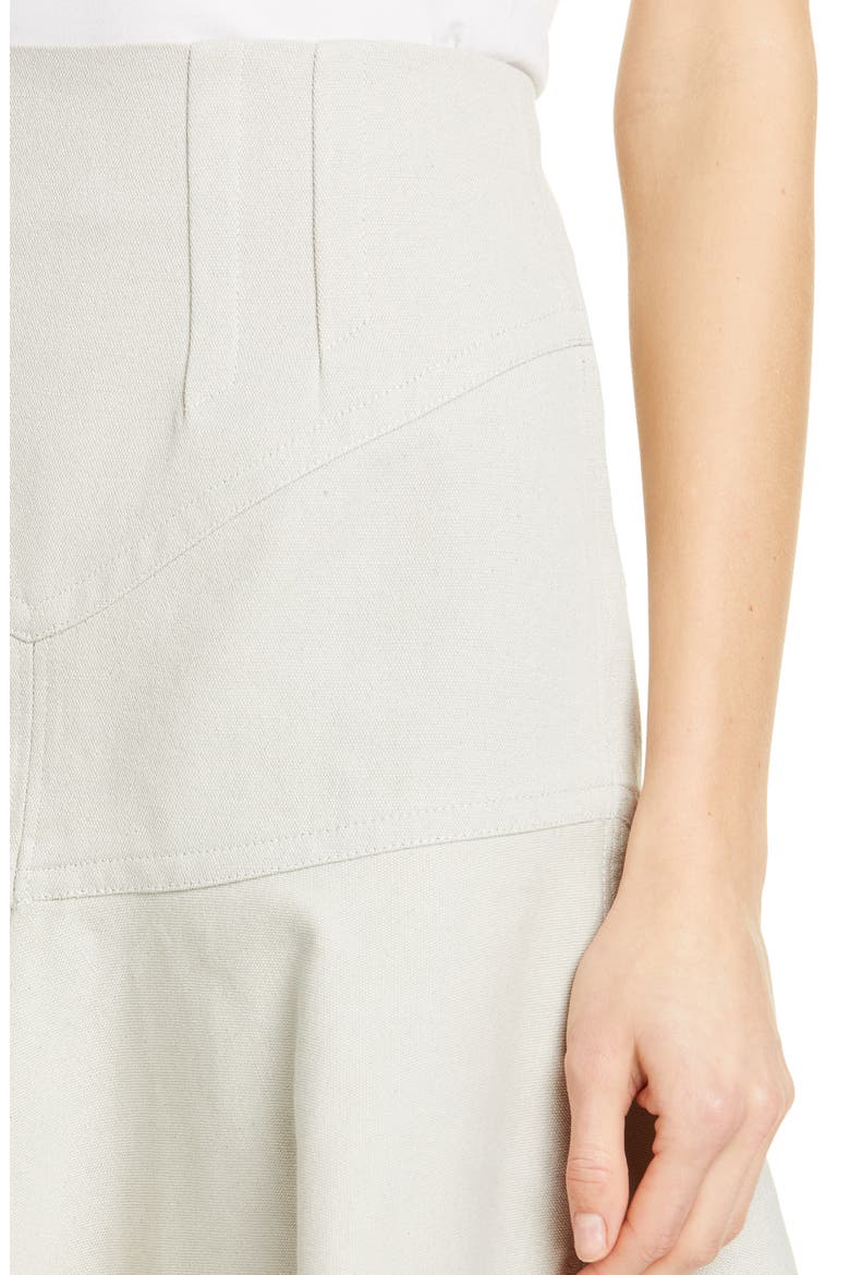 Kelly Flutter Hem Cotton & Linen Skirt, Alternate, color, CHALK