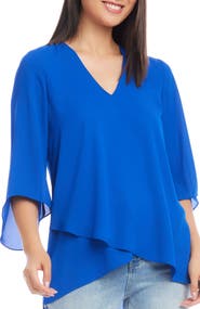 Karen Kane Asymmetric Crossover Hem Top