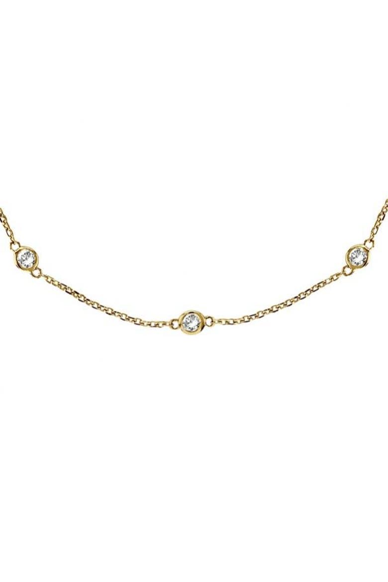 Lab Diamonds By The Yard Station Necklace 14k, Alternate, color, 2ct,Yellow Gold