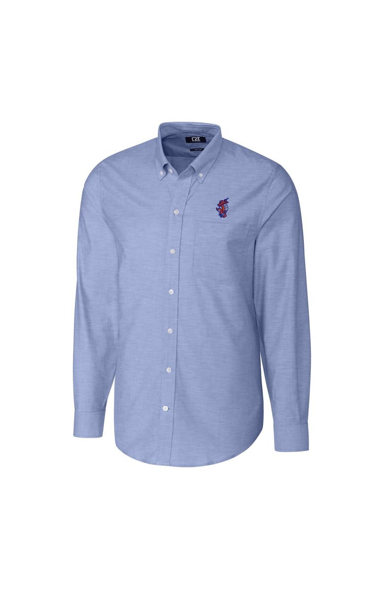 Cutter & Buck Men's Cutter & Buck Blue Florida Gators Swinging Gator Oxford Stretch Tri-Blend Long Sleeve Dress Shirt, Alternate, color, 