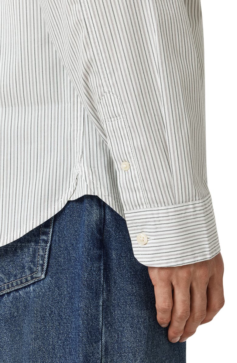 AllSaints Nolan Pinstripe Button-Up Shirt, Alternate, color, Jetstream White