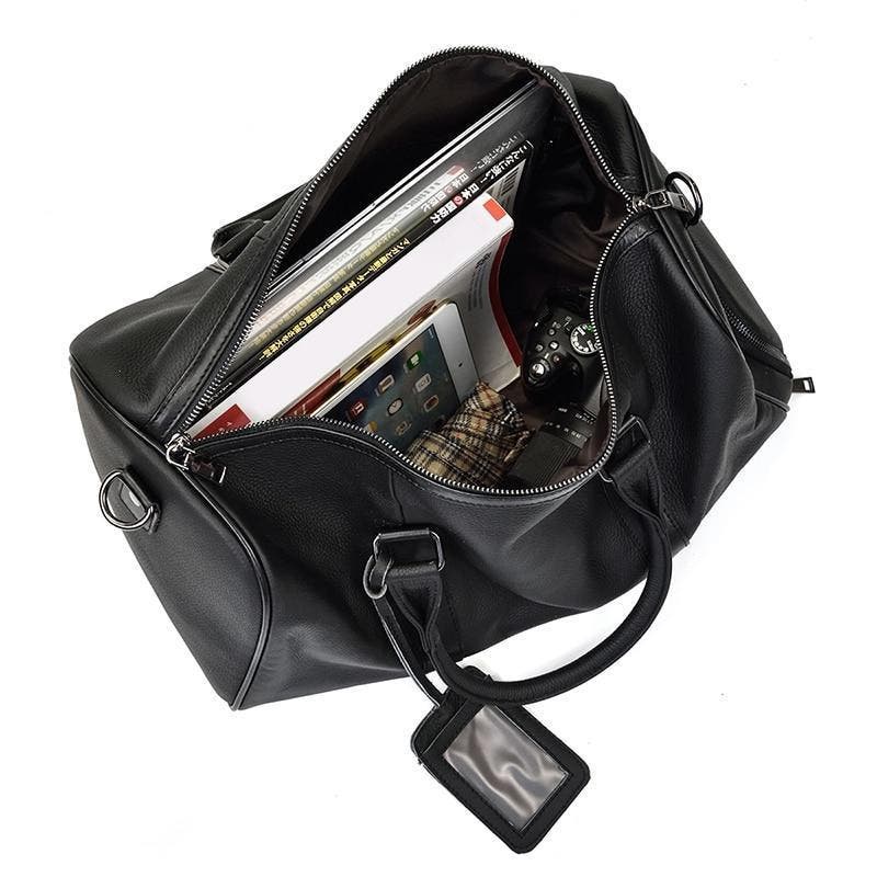 STEEL HORSE LEATHER The Endre Weekender | Vintage Leather Duffle Bag, Alternate, color, Black