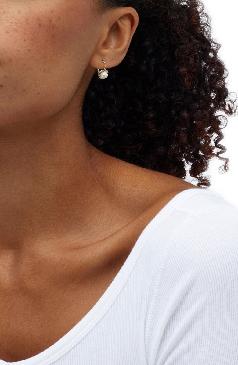 Frankie & Zoe 14K Gold Cultured Pearl Love Knot Earrings, Alternate, color, 