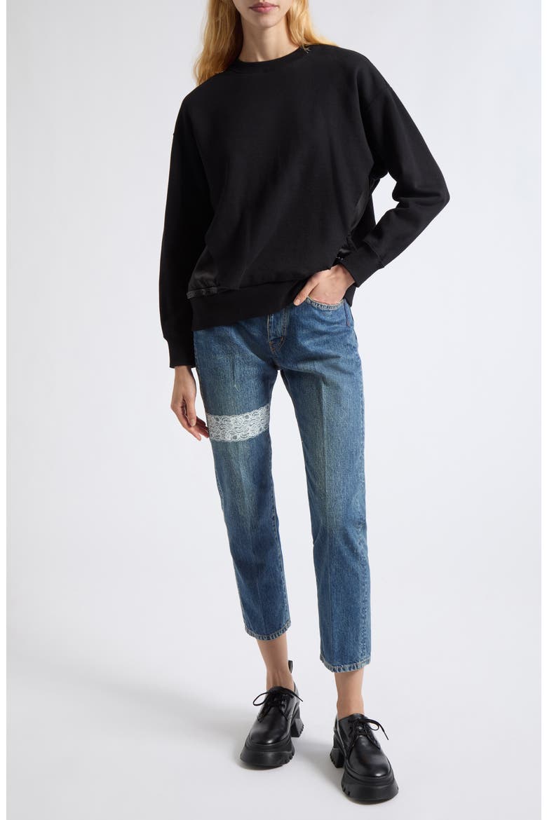 Paneled Bead Trim Sweatshirt, Alternate, color, BLACK