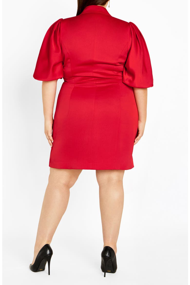 Julissa Short Sleeve Satin Blazer Dress, Alternate, color, RED