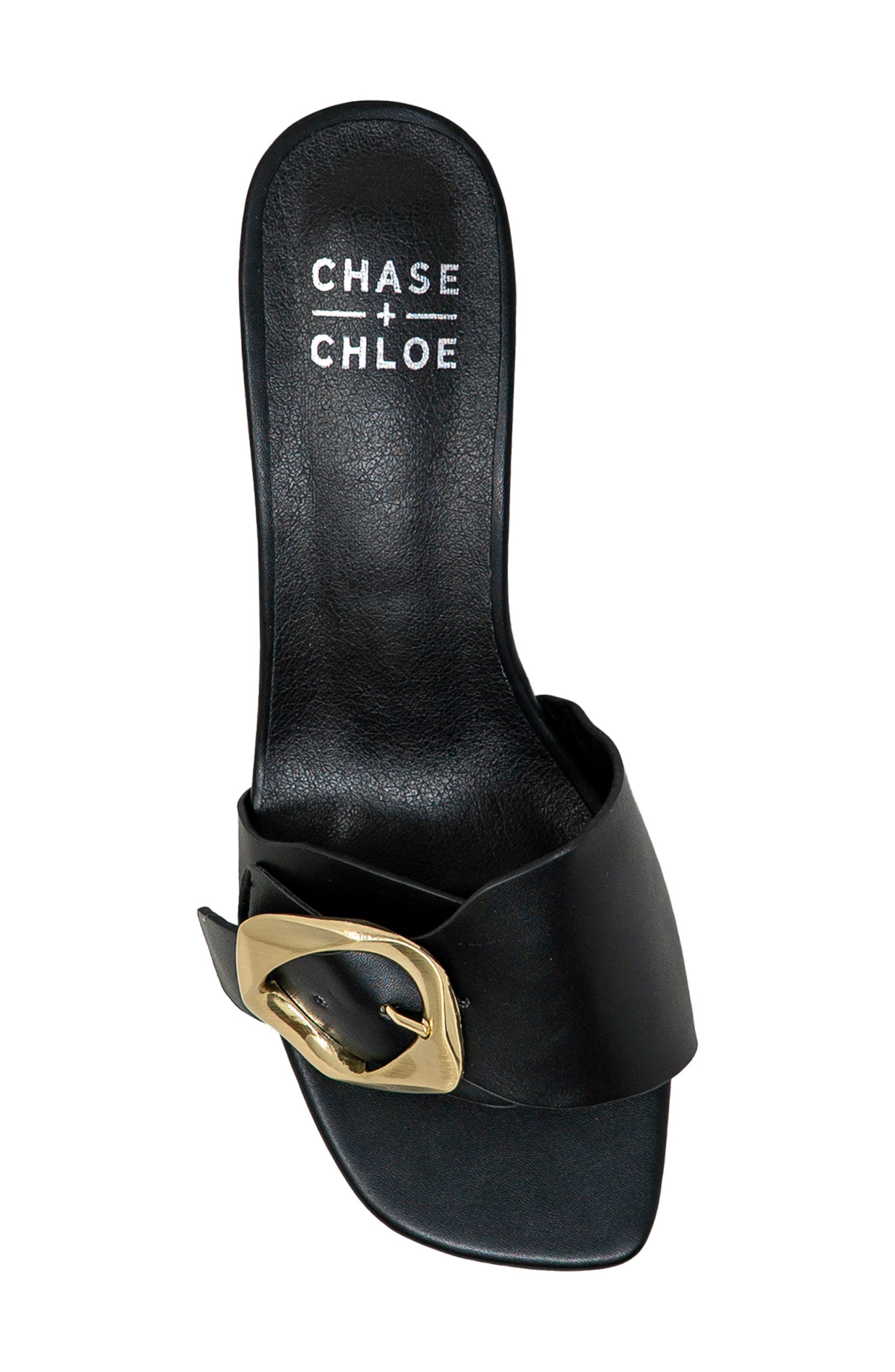 CHASE AND CHLOE Nailee Buckle Slide Sandal, Alternate, color, Black