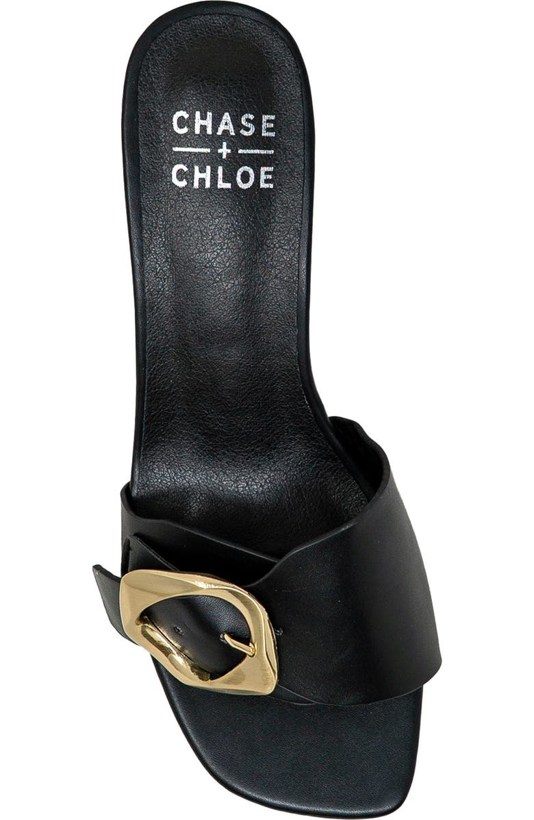 CHASE AND CHLOE Nailee Buckle Slide Sandal, Alternate, color, Black
