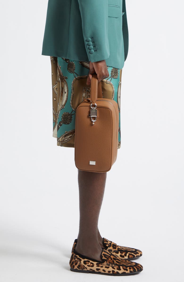 Dolce&Gabbana Lock Leather Bag, Alternate, color, Caramello