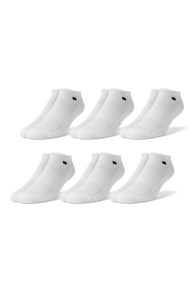 6-Pack Sporty Cushion Low Cut Socks, Main, color, WHITE BLACK